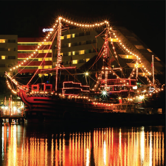 Pirate ship view from Sirenas raw bar